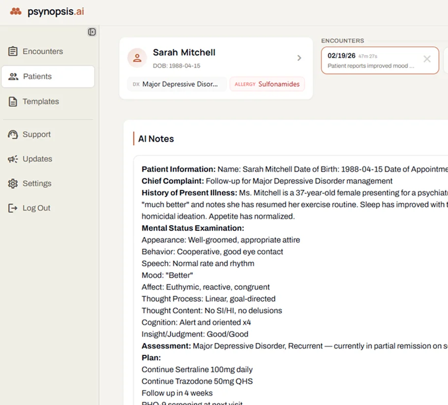 Psynopsis dashboard